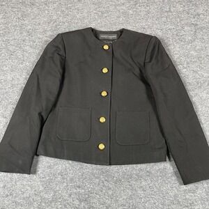 Herbert Grossman Blazer Womens 6 Black Wool‎ Gold Buttons Military  Coat Retro